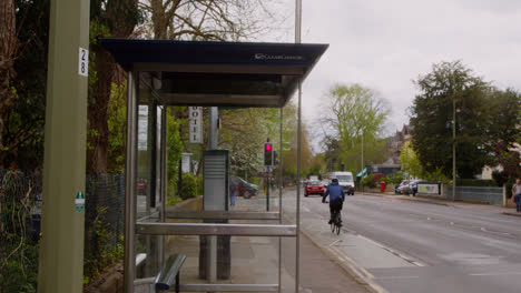 Bust-Stop-Shelter-And-Traffic-On-Woodstock-Road-In-City-Centre-Of-Oxford